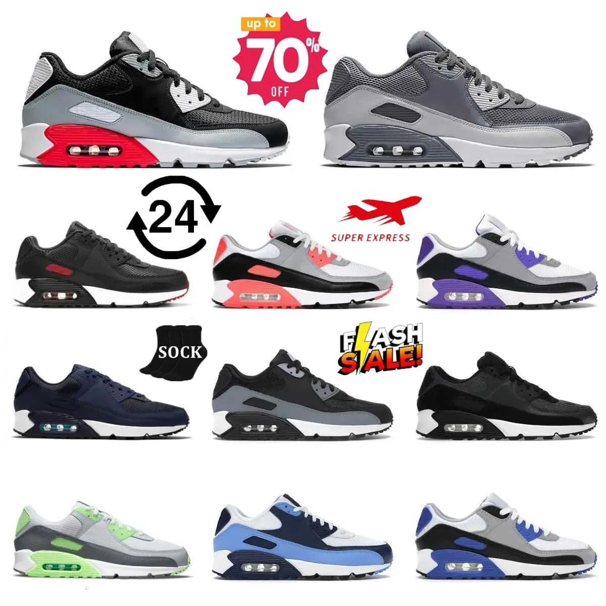 90 Running Shoes Mens Womens 90s 90 Sports Shoes Designer Triple Black White UNC Rose Pink Valentines day Lahar Escape Smoke Grey Pale Ivory Camowabb Trainers