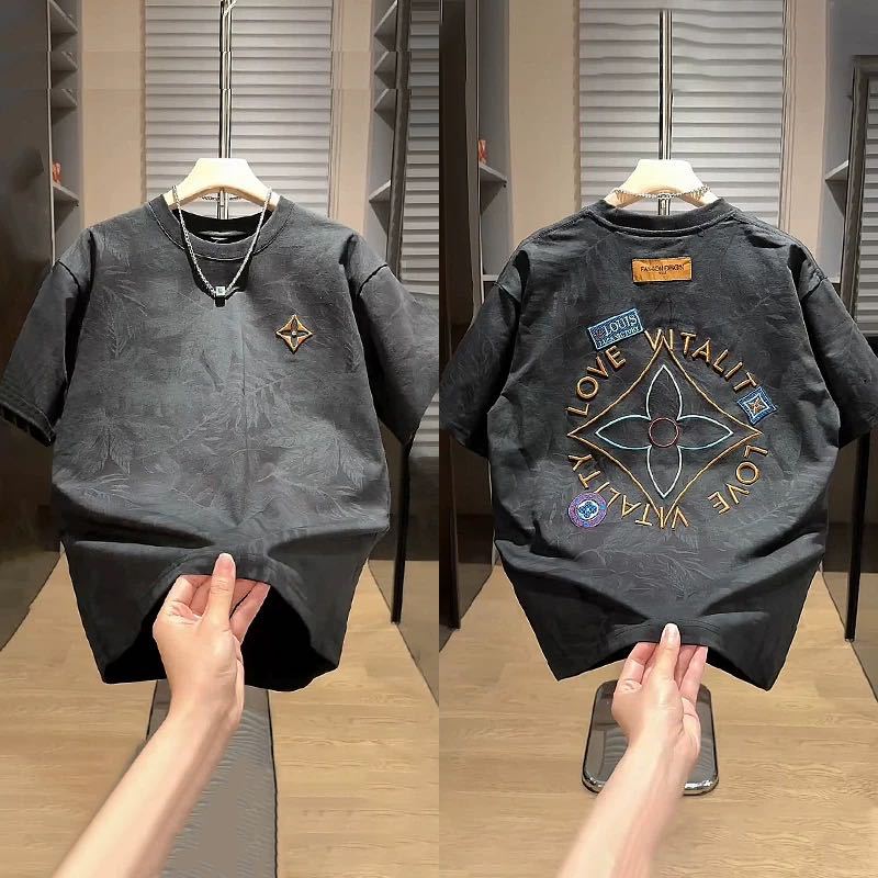 Men's 2026 Summer New Arrivals Streetwear Cool Embroidered Graphic Tees | Fashion Oversized Casual Short Sleeve T-Shirts