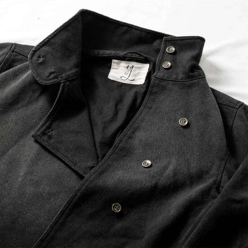 Y2k Fencing Vintage Wash Gradient Irregular Buttons Unisex Gothic Harajuku Streetwear Canvas Cotton Casual Jacket 26H0325