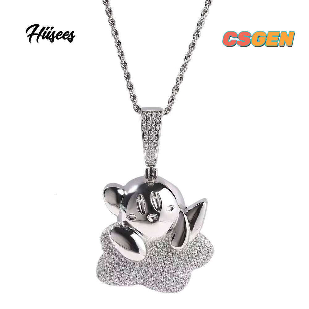 Hip Fashion Hop Iced Out Copper Inlaid Vvs Moissanite Necklace Full Diamond Rhodium Plated Cute Cartoon Pendant Charm For Women Men Jewelry