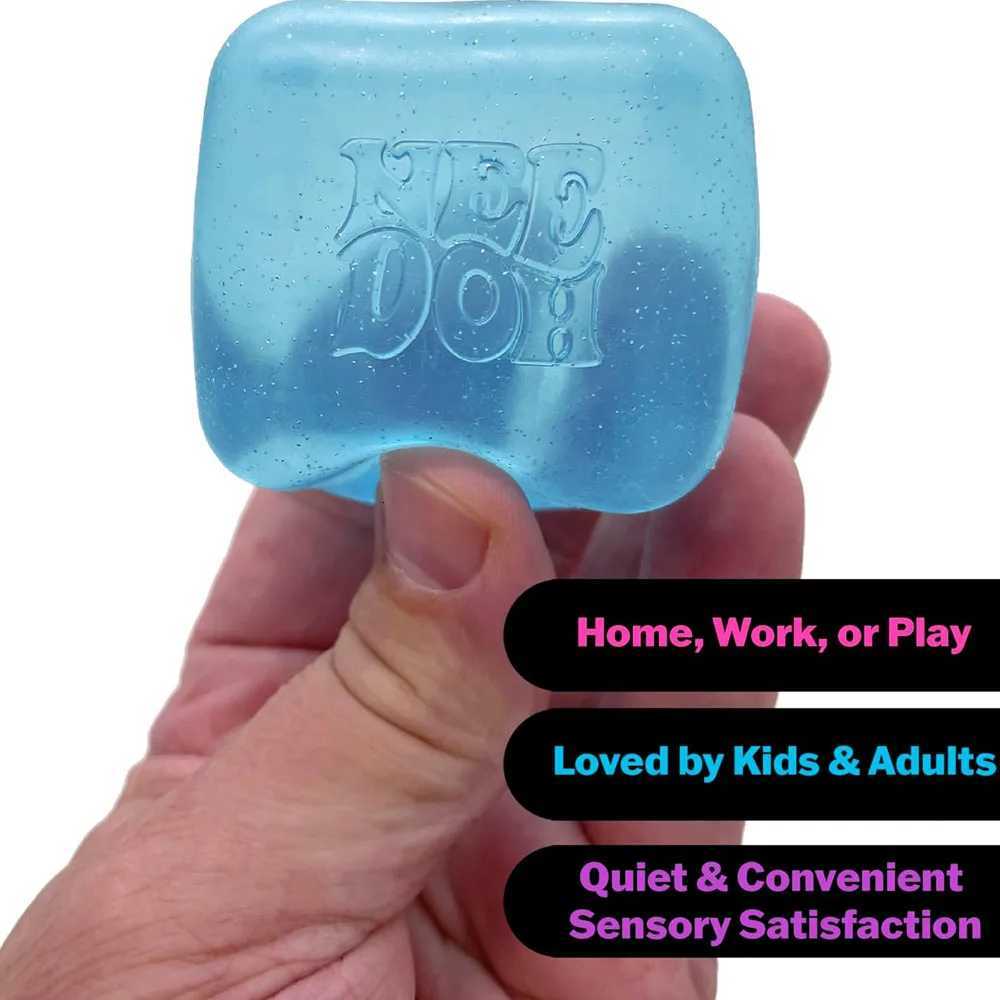 Schylling NeeDoh Nice Cube Sensory Squeeze Toy with Super Solid Squish Stress Relief Anxiety Sensory Tool - 225 Cube C260325 C260327