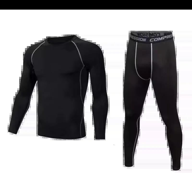 mens sportswear high elasticity quick-dry football tights training suit basketball pure color compression sportswear 260325
