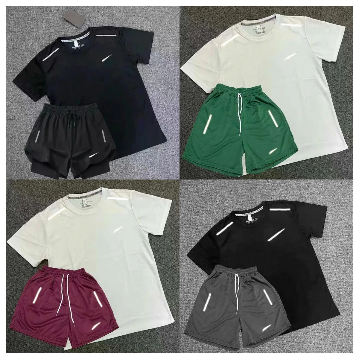 Men's Designer Fitness Tracksuit Tech T-Shirt & Shorts 2-Piece Active Sportswear Set High Quality