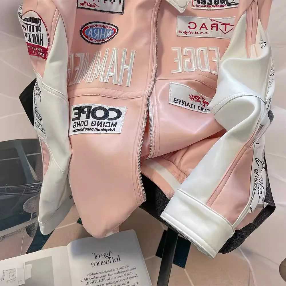 European and American Motorcycle Leather Jacket Unisex Embroidered Baseball Jacket Retro Imitation Leather Jacket C260325