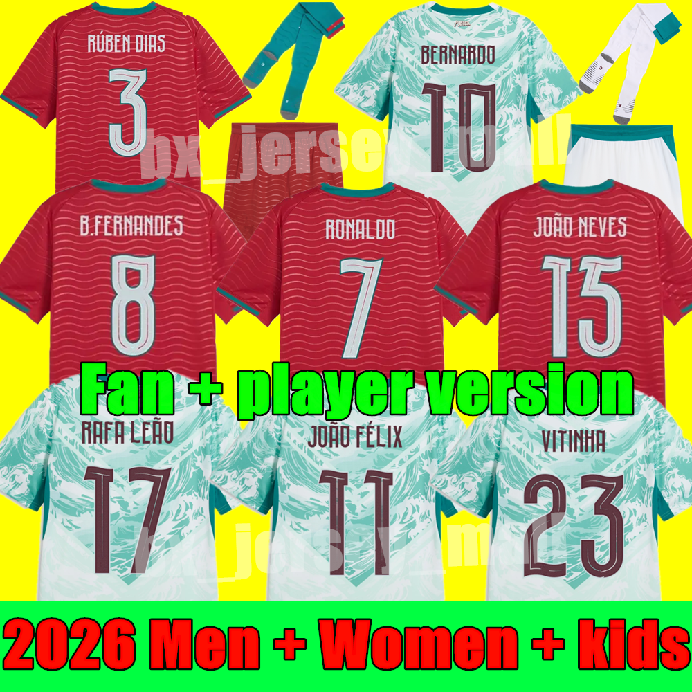 2026 World Cup Portuguesa Soccer Jerseys RoNalDo JOAO FELIX BERNARDO B.FERNANDES ANDRE SILVA 26 27 Portugal Football Shirt Team Men women kids kit Fans player version