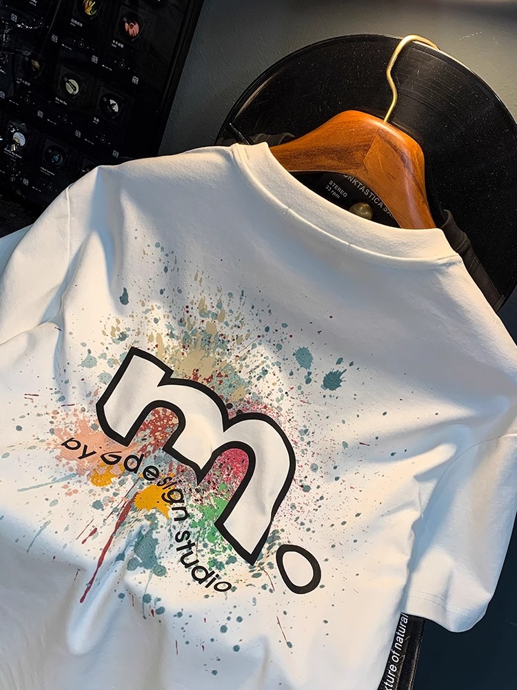 Men's White Graphic T-Shirts | Summer Lightweight Premium High-Density Combed Cotton Heavyweight Breathable Short Sleeve Tops