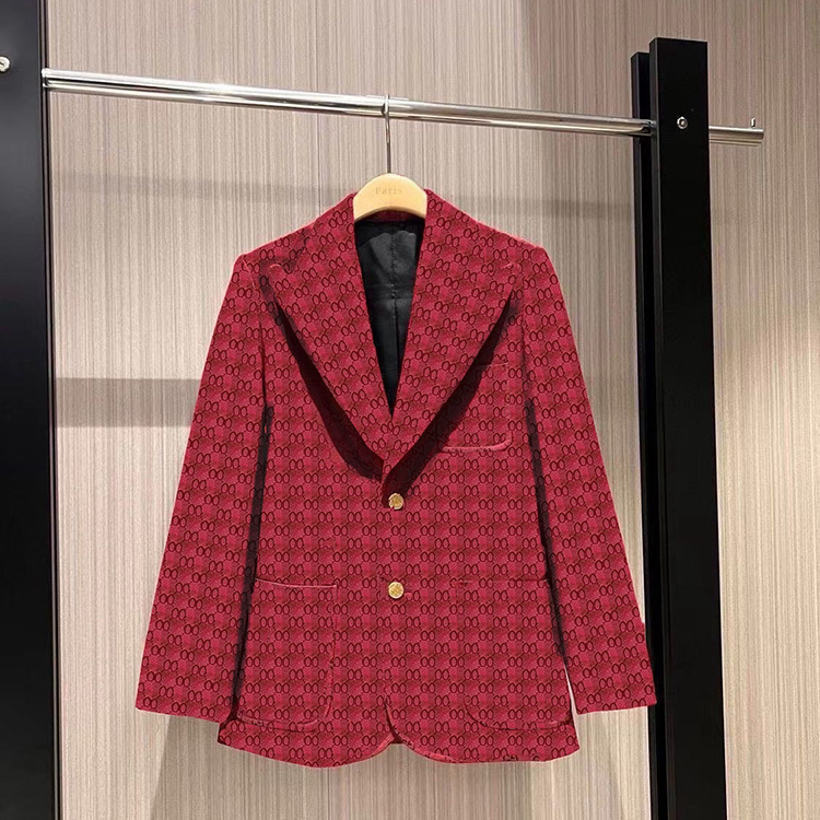 Womens Blazers Western clothing designer luxury women outwear Double letter print coat slim fit Jacquard casual Suits Blazer Male red dress suit