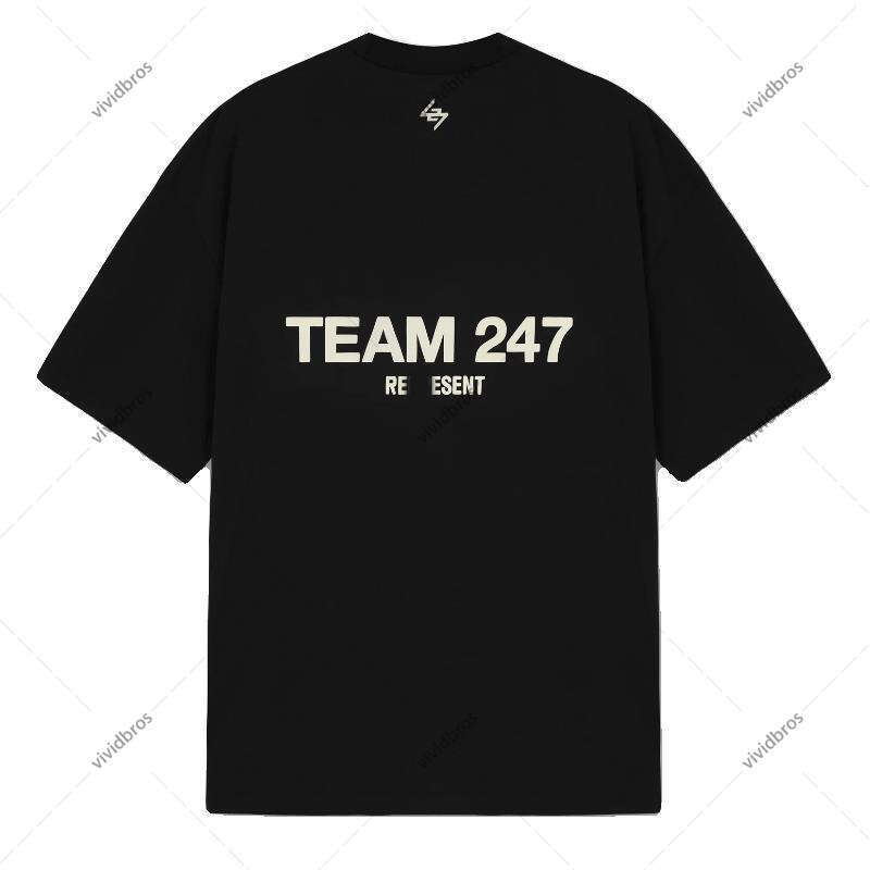 Design Men's Streetwear TEAM 247 Print Short Sleeve T-Shirt, Casual Oversized Cotton Short Sleeve Tee, Retro Graphic for Men's Daily Street Wear
