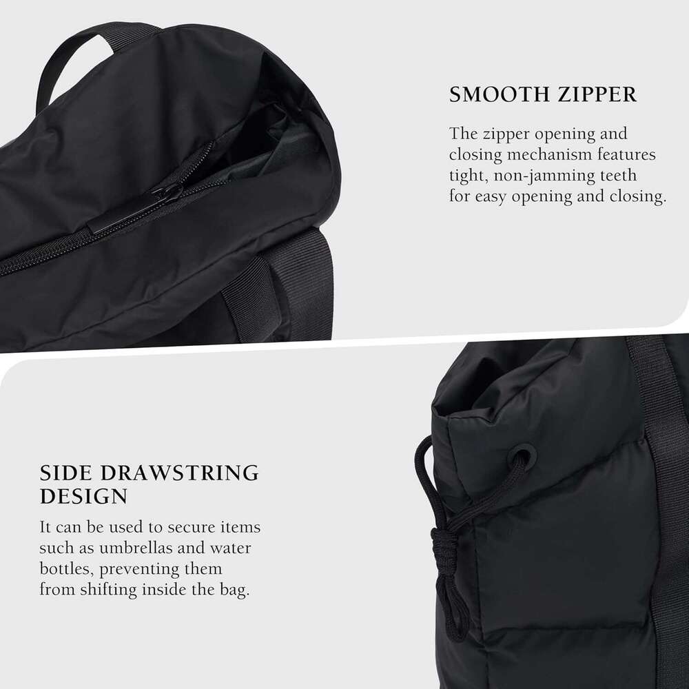 Women, Lightweight Quilted Puffer Tote with Multiple Pockets, Large Capacity Shoulder Work Bag for Travel