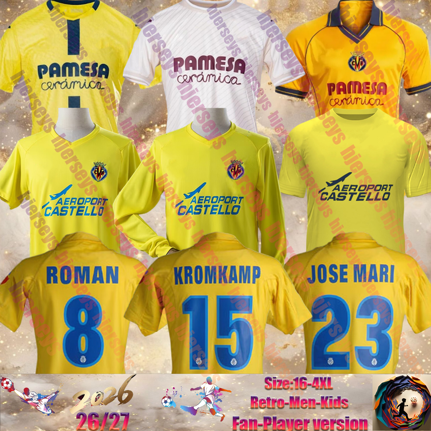 24 25 26 27 Villarreal CF S.CAZORLA Soccer Jerseys retro 05 06 08 09 GOMEZ DIA GERARD SORLOTH Parejo PACO ALCACER RIQUELME CHUKWUEZE MOI home away men foortball shirt kit