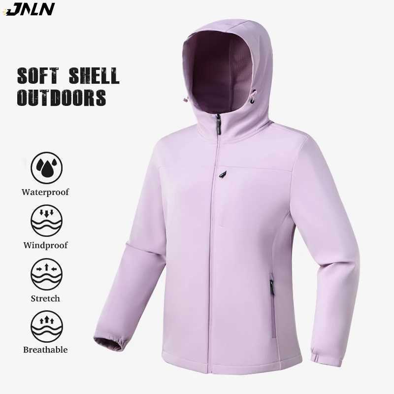 JNLN Waterproof Fleece Women Windproof Thermal Soft Shell Coat Outdoor Hiking Camping Climbing Trekking Windbreaker M260325