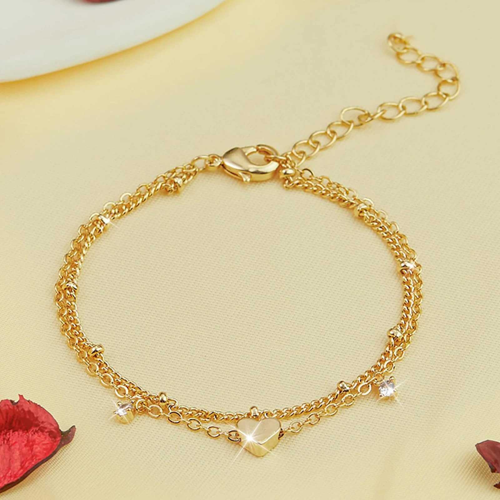 925 Sliver Plated CZ Anklet for Women Girl Trendy New Waterproof Heart Charm Dainty Layer Chain Anklets Jewelry Gifts H260325 - view 5