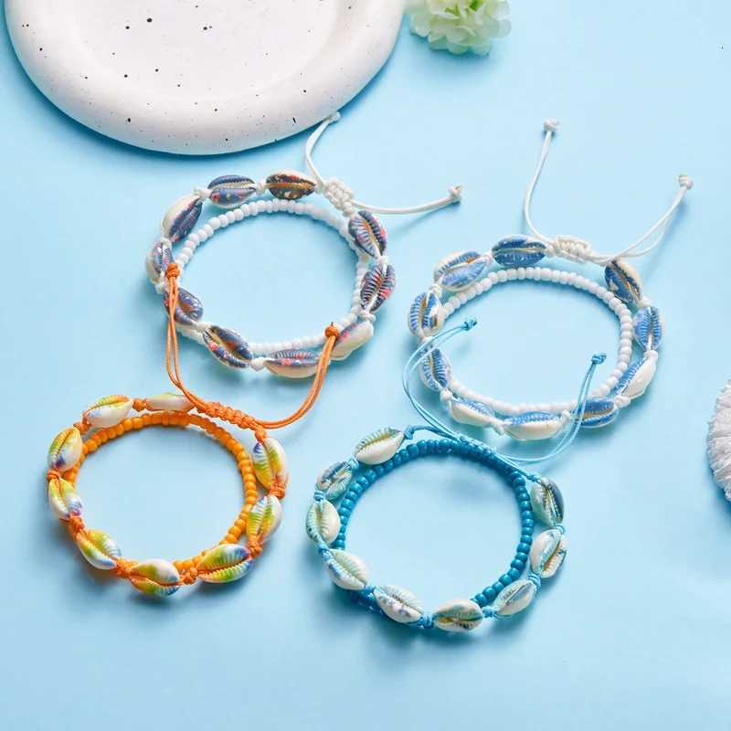 Bohemia Shell Anklet For Women Colorful Rice Beads Handmade Braided Rope On Leg Beach Barefoot Sandal Leg Chain Jewelry H260325 - view 7