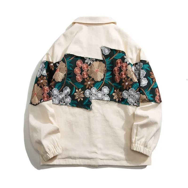 2025 Men Vintage Floral Embroidery Jacket Men Woman Patchwork Jacket Male Outwear Loose Coat Men Original Fashion Bomber Jackets C260325