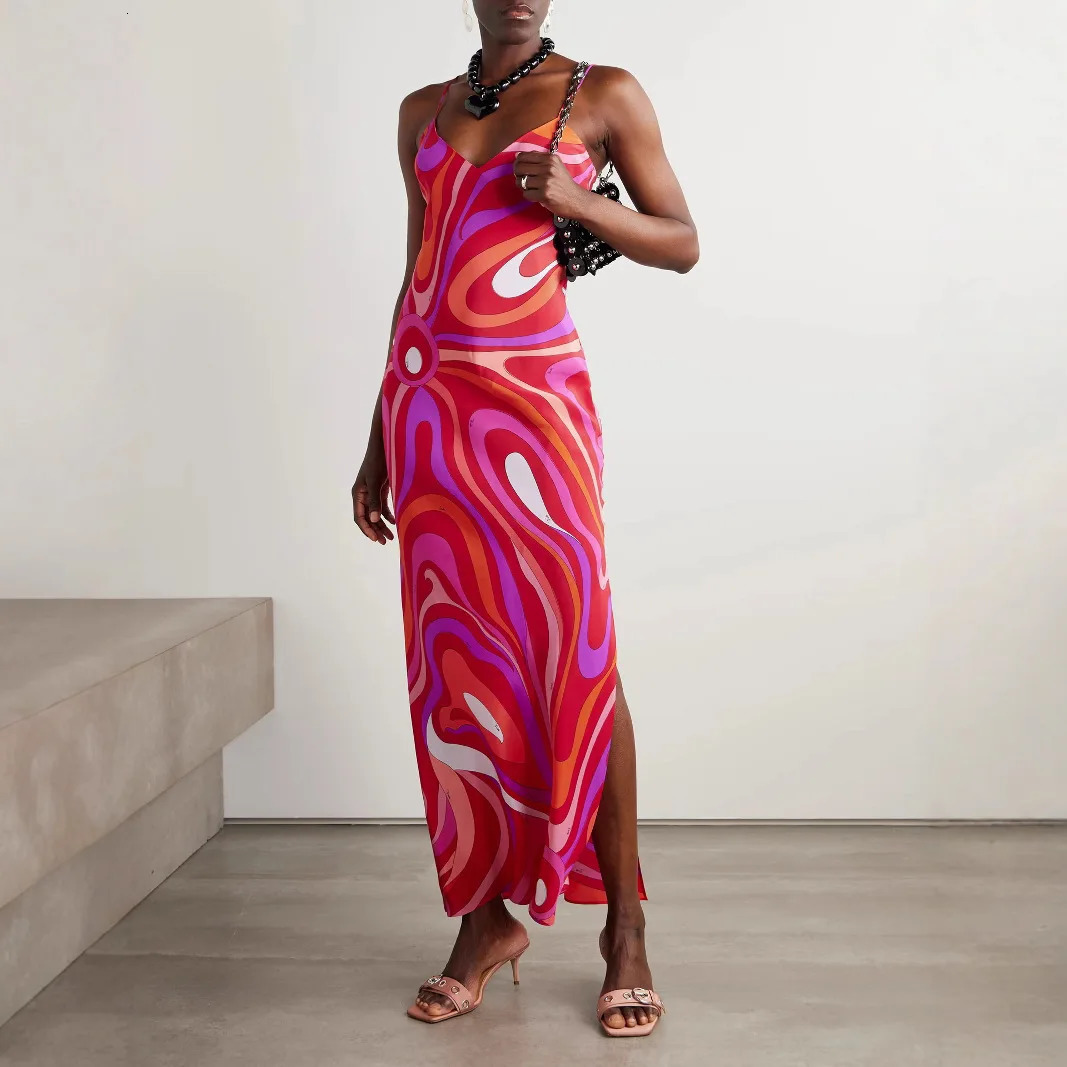 Vestidos Para Mujer Bohemian Vacation Dress Casual Sleeveless Strap High Waisted Party Side Split Slim Women Robe Dresses 260325