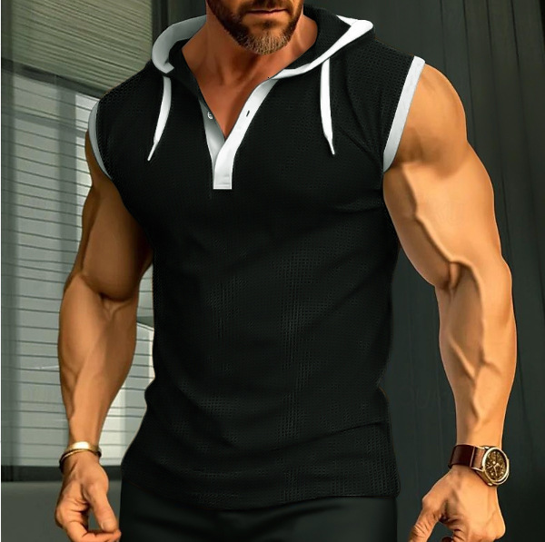 European And American 2026 Summer Designer T-shirt Polo New Designer Hoodie Men's Vest Heavyweight Hooded Tank Top Trendy Casual Sleeveless T-shi