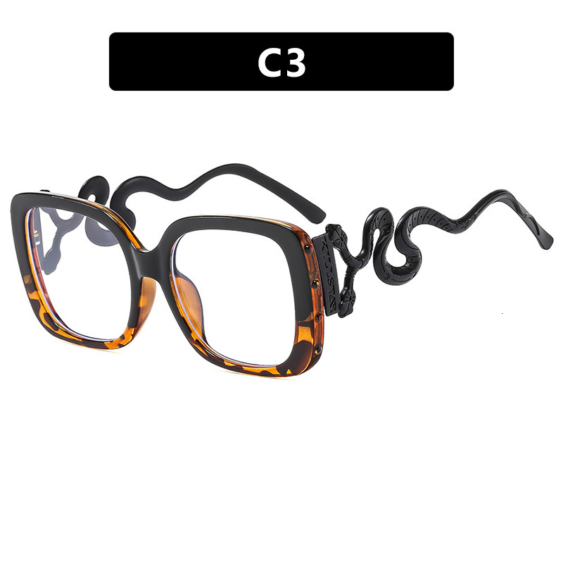 Luxury Brand Designer Sunglasses Square Snake Large Frame Non-Prescription Glasses 2025 New Anti-Blue Light Glasses Frame European And American Women&