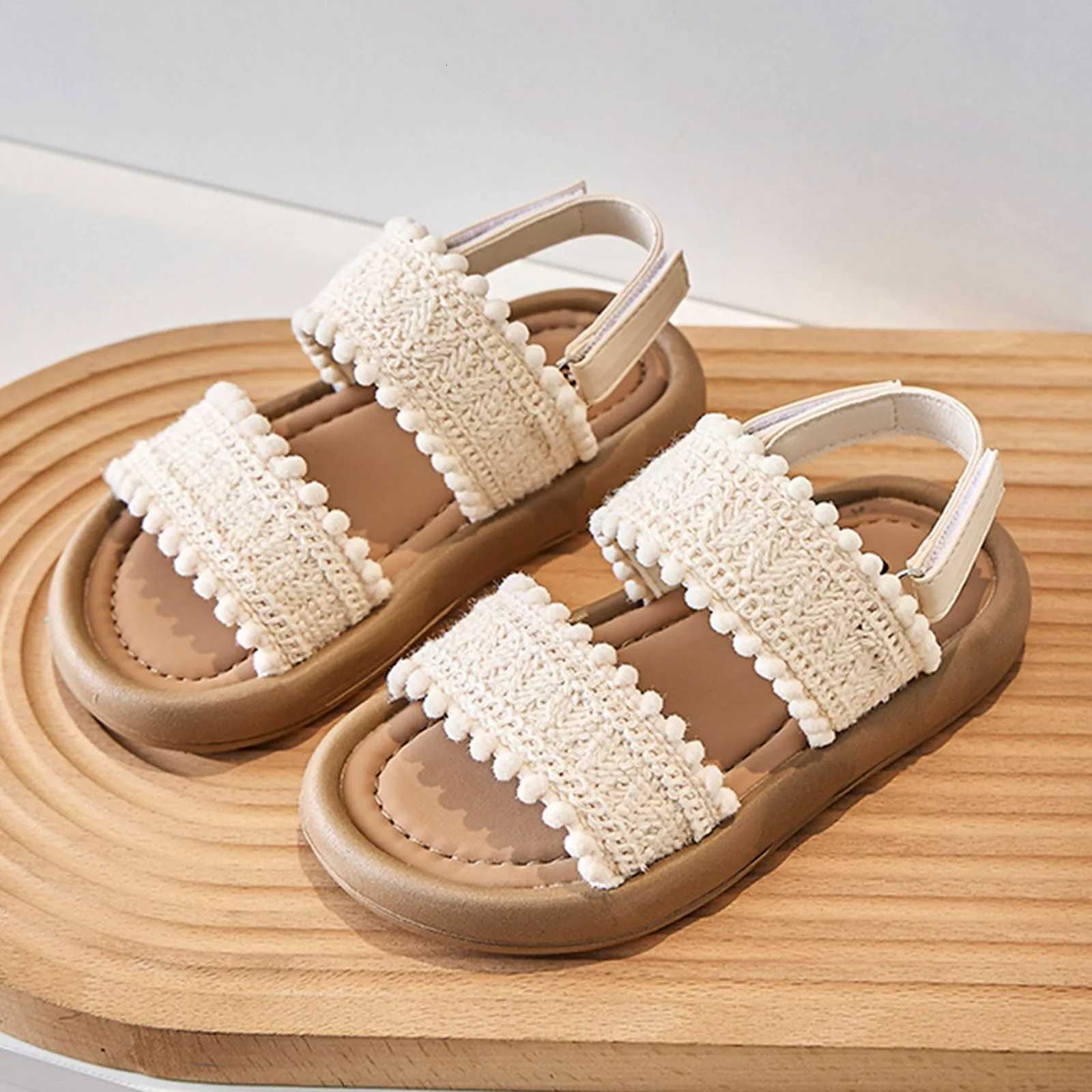 Girls Princess Sandles Summer Girls Big Kids Beach Sandals Shoes Kids Soft Soled Casual Fashion Knitted Shoes For Girl Size 2T260321