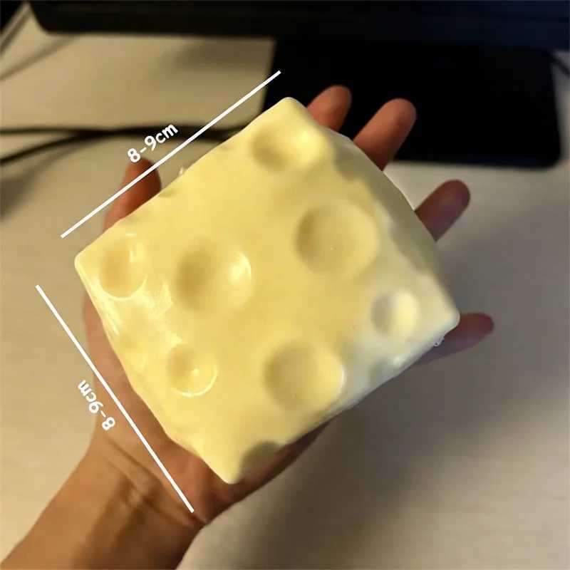 Jumbo Cheese Cube Stress Ball Big Cheese Shapeable Squeeze Ball Soft Pinch Fidget Toy Fun Game Sensory Anti-Stress Festival Gift C260325 C260327