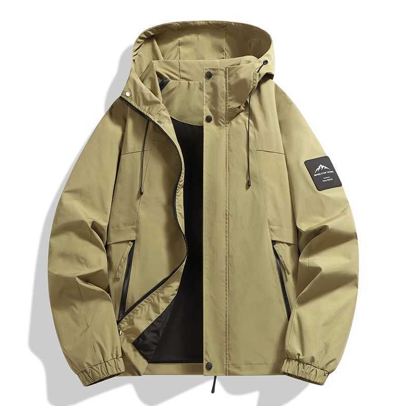 Spring Autumn Men Waterproof Cargo Multi Pocket Man Sports Outdoor Tactical Zip Coat Male Hooded Casual Windproof s M260325