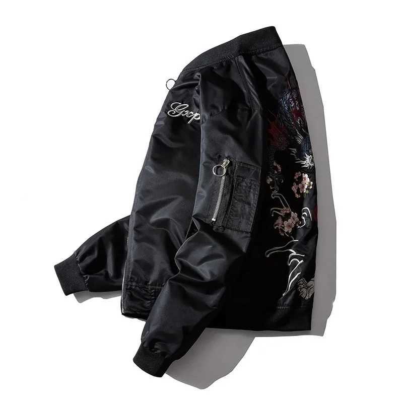 Embroidery Mens Bomber Jacket Dragon Tiger Autumn Winter Pilot Jacket Men Hip Hop Japanese Baseball Youth Jacket Streetwear Male C260325