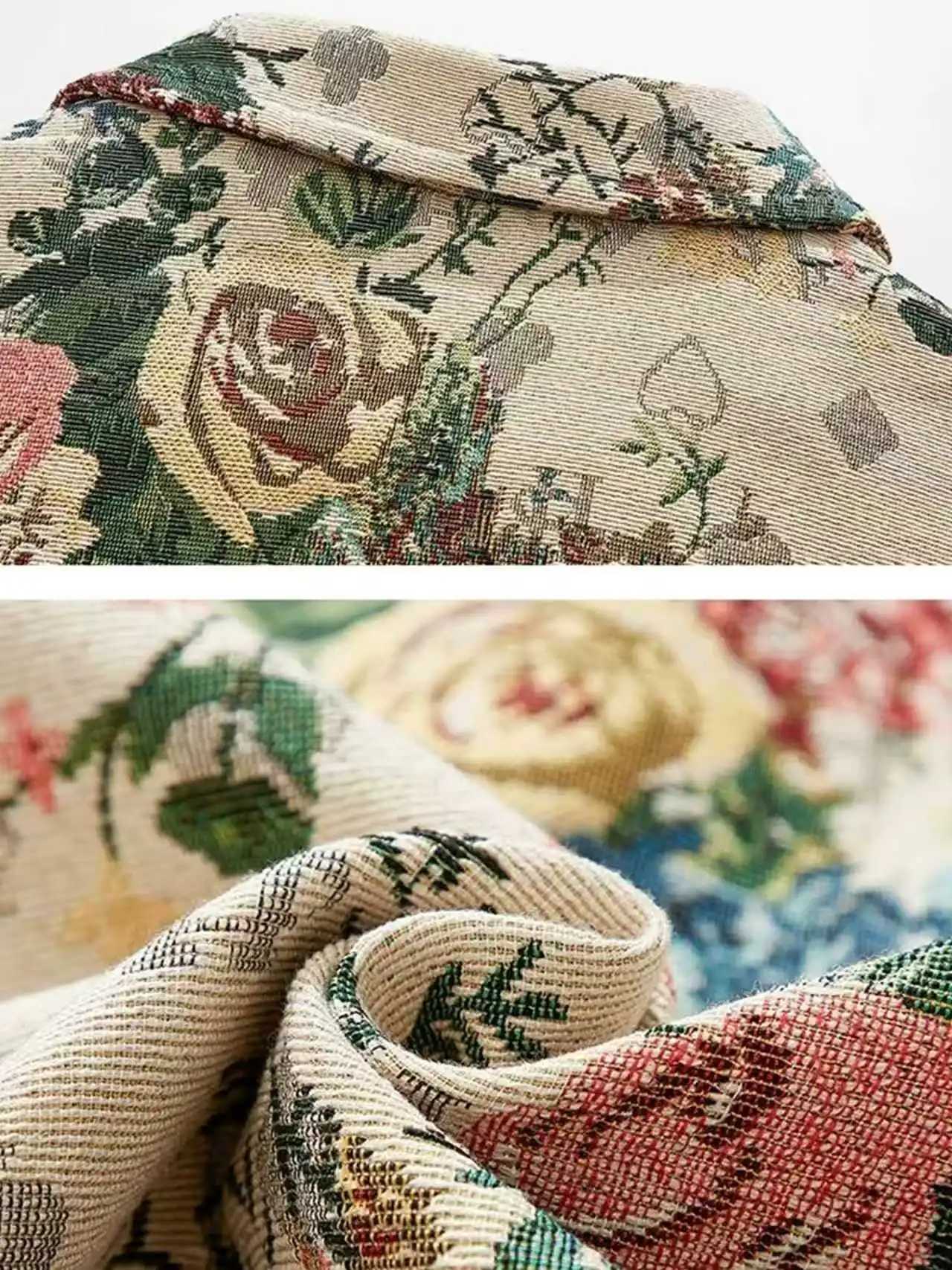 Retro rose high-end jacket mens spring and autumn light luxury trendy brand ins ruffian handsome lapel jacket C260325