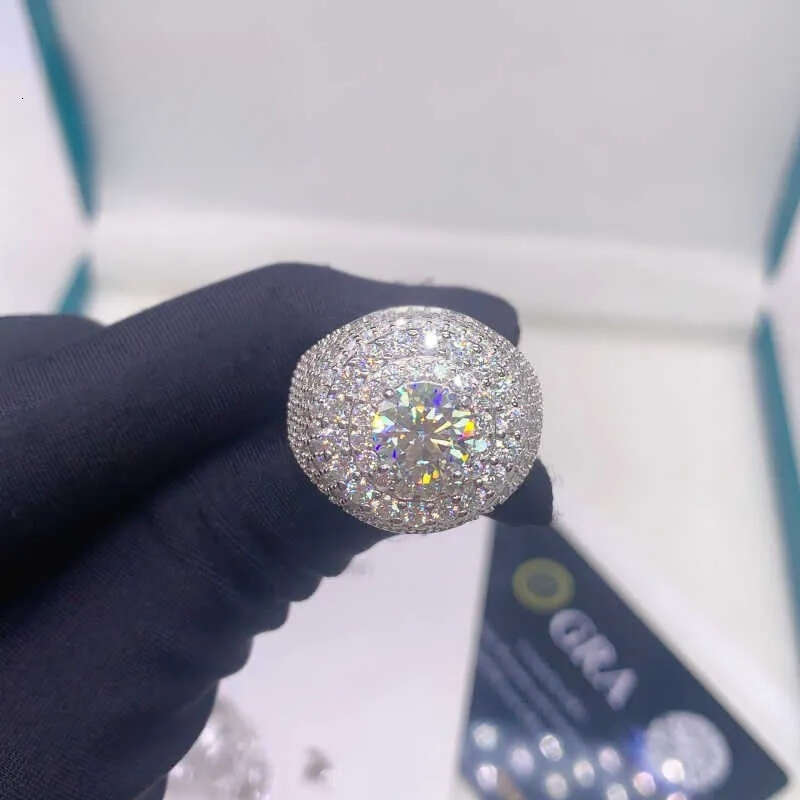 Shining Hip Hop Jewelry GRA Certificated 925 Silver Iced Out VVS Moissanite Ring Custom Rings For Men