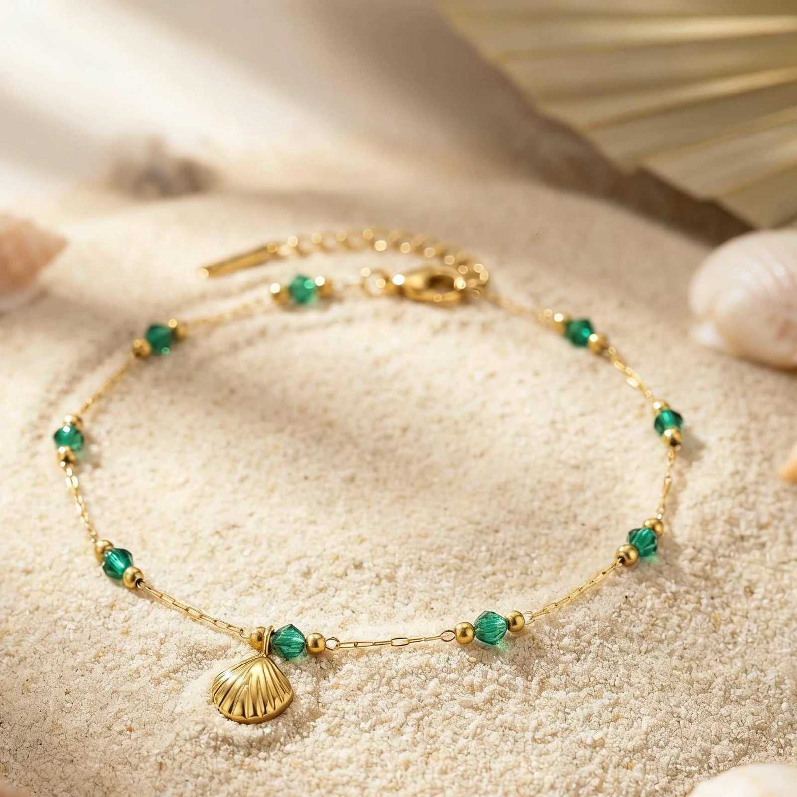 Adjustable Anklet Women Shell Gold Plated Ankle Hawaiian Beach Seashell Golden Beads Crystal Beads Foot Jewelry Gifts H260325 - view 4