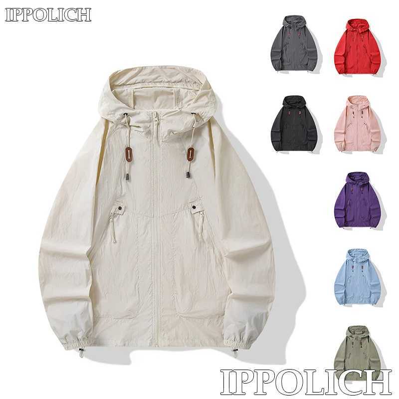 Mens Windproof Waterproof Breathable Male Outdoor Hooded Sunscreen Camping Loose Hooded Hiking Sunscreen M260325