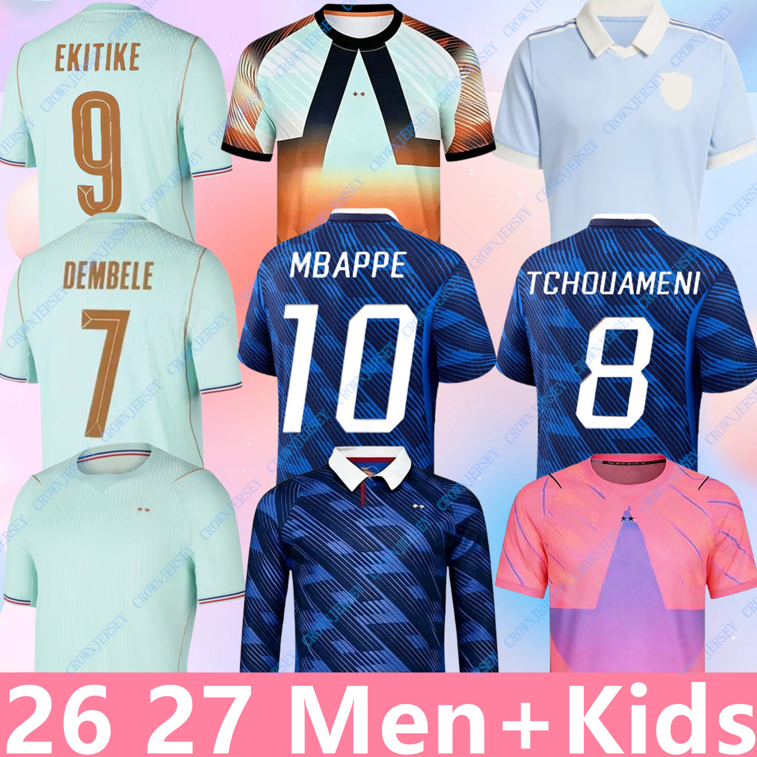 world cup 2026 french soccer jersey 26 27 MBAPPE THAUVIN BARCOLA OLISE EKITIKE 2026 2027 KANTE DEMBELE Maillots de football shirt equipement foot Men kids kit enfants