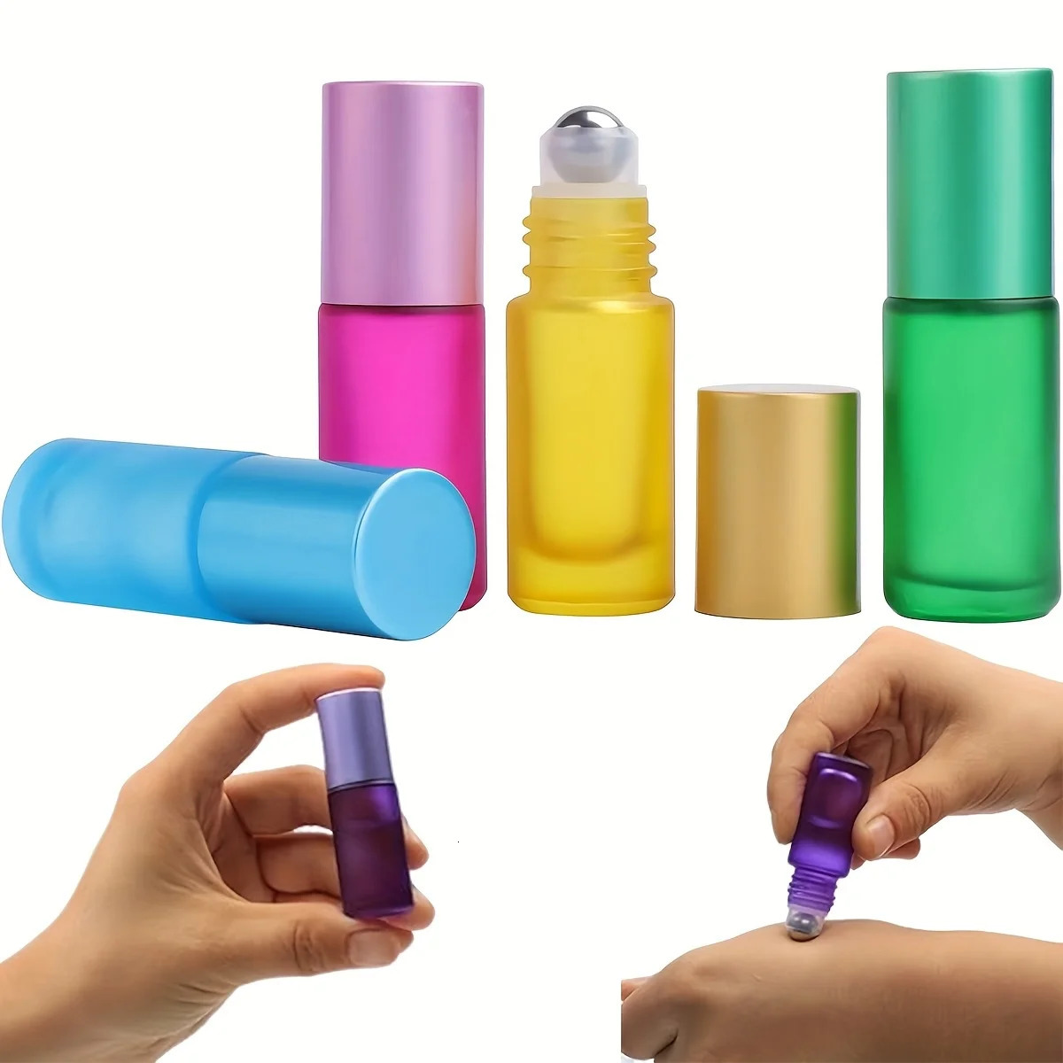 High-grade Colorful Frosted Roll on Bottles Thick Glass Massage Roller Bottles Tube Vials Containers for Essential Oils Aromrap 260318