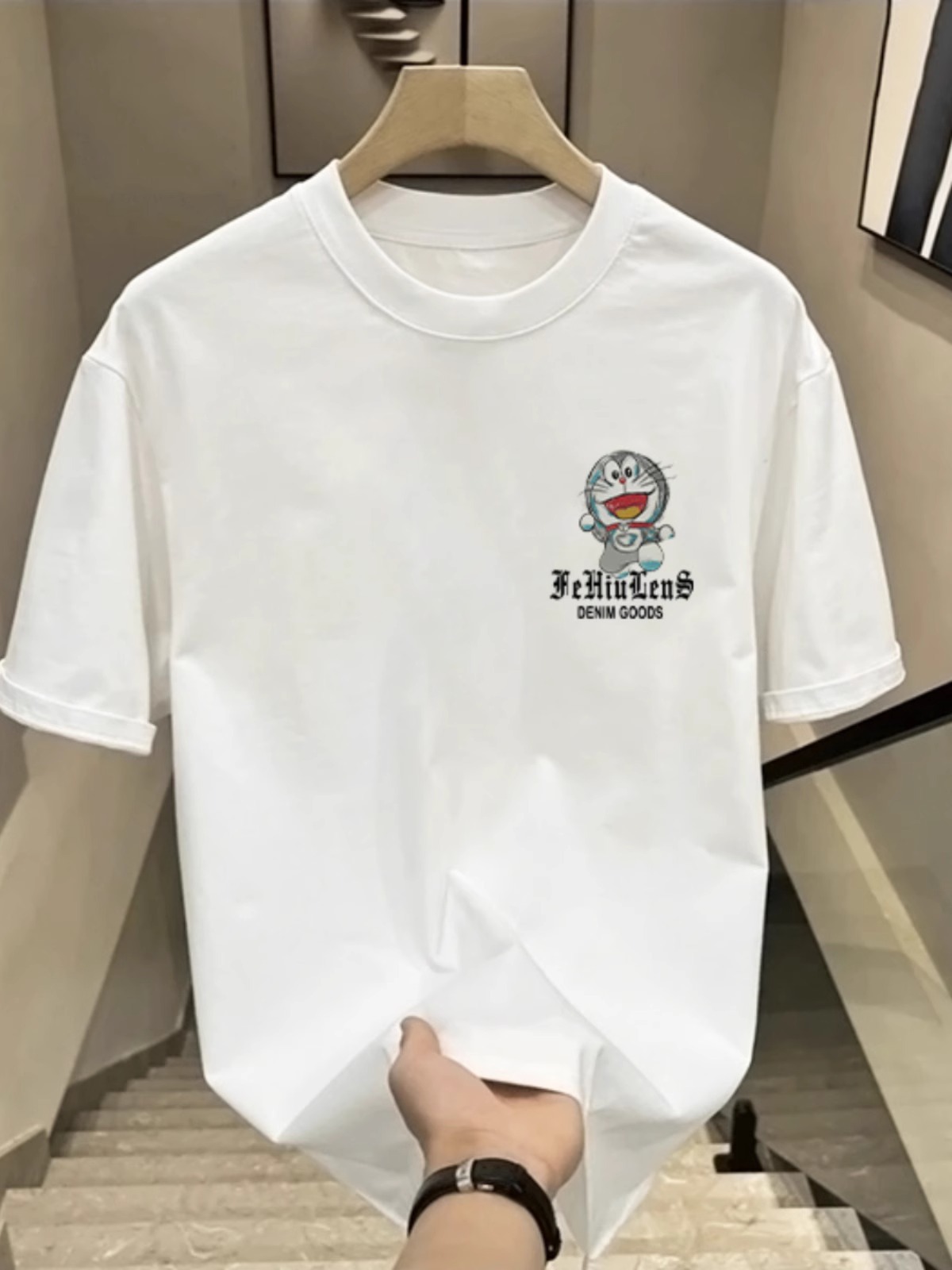 Premium Men's Wear New Chinese Streetwear Cotton T-Shirts | Designer Graphic Print Crew Neck INS Trendy Tops