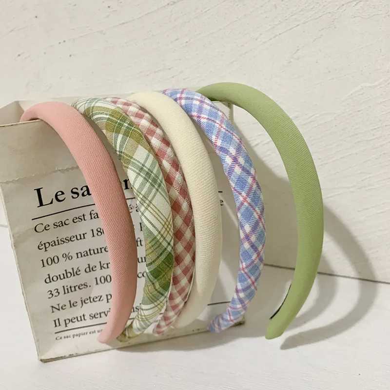 Solid color headband checkered hairpin headband small fragrance headband girl Korean-style noble headband hair ornament D260326