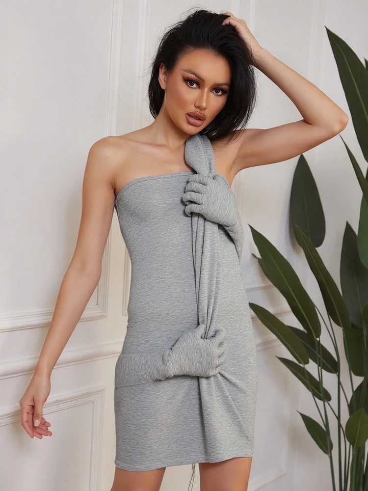 Weird Puss New Style Strapless Dress Women Stereo Gripper Backless Quirky Sexy Stretch Skinny Peach Hip Clubwear Mini Bodycon M260326