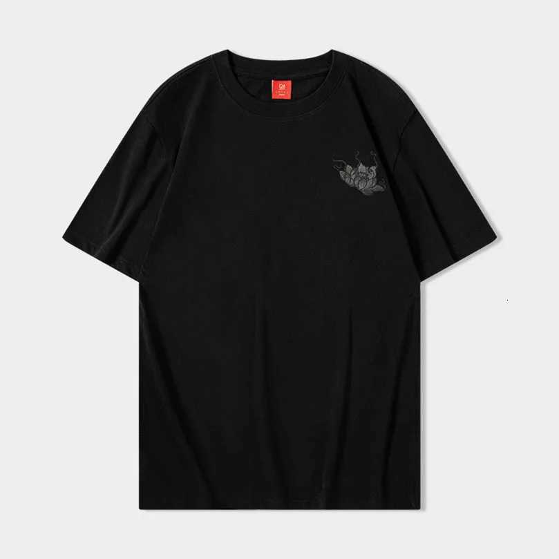 Summer Kylin Embroidery T Shirt Men Sukajan Cotton Short Sleeved Knit T-Shirt Oversize Handsome Boy Chic Tshirt C260326