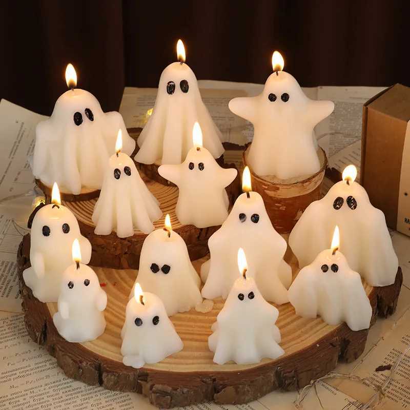 Halloween-Themed Candles White Ghost-Shaped Candles Festive Scented Candles Halloween Gift Atmosphere Decoration H260326