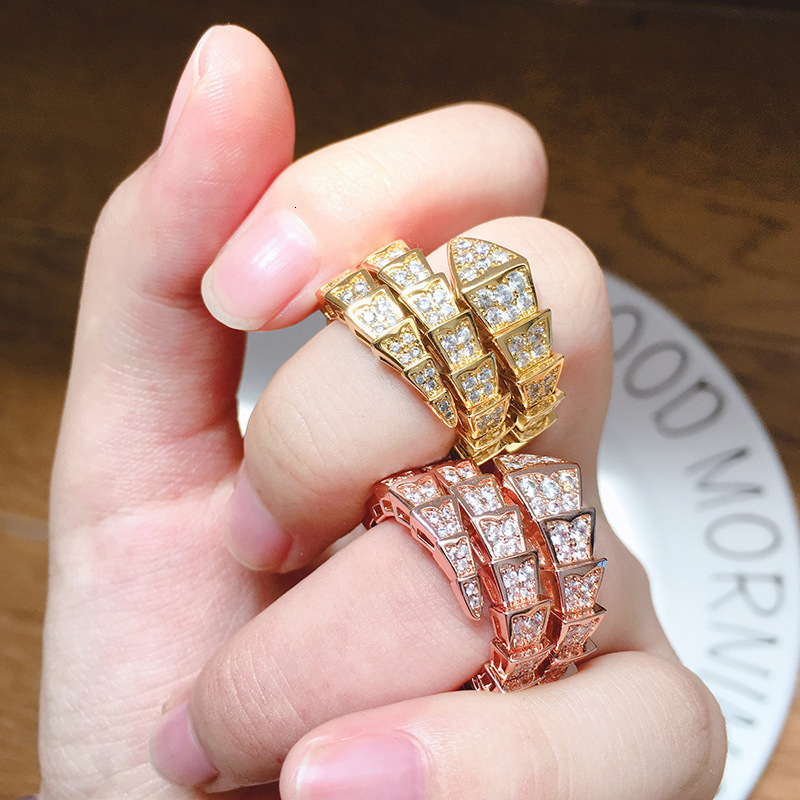 luxury rings designer open with diamonds moissanite ring for womens engagement wedding ring luxe jewelry , snake-shaped, bold and trendy, elastic trip
