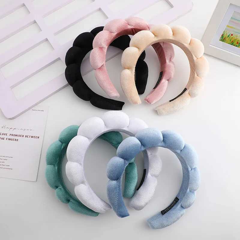 Retro Puffy Hair Band Sponge Headbands for Women Velvet Cloth Padded Girls Makeup Hairband Beauty Fashion Hairband Accessories D260326
