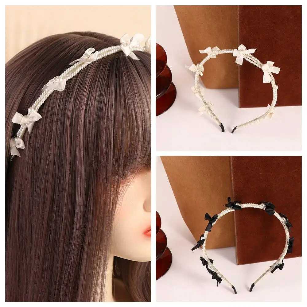 Korean Style Elegant Pearl Hair Band for Women Sweet Bow Headband Hair Hoops Head Band Lady Fashion Headwear Hair Accessories D260326