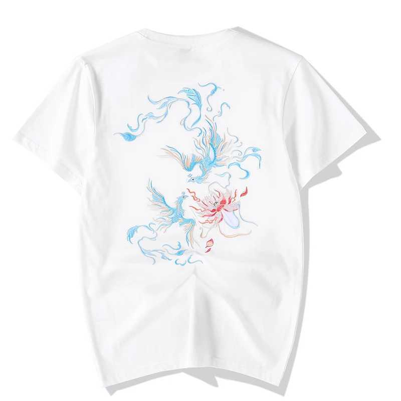 Summer Chinese T Shirt Men Phoenix Embroidery T Shirt Men Vintage Fashion Harajuku Tees Shirt Short Sleeve Loose Streetwear Male C260326