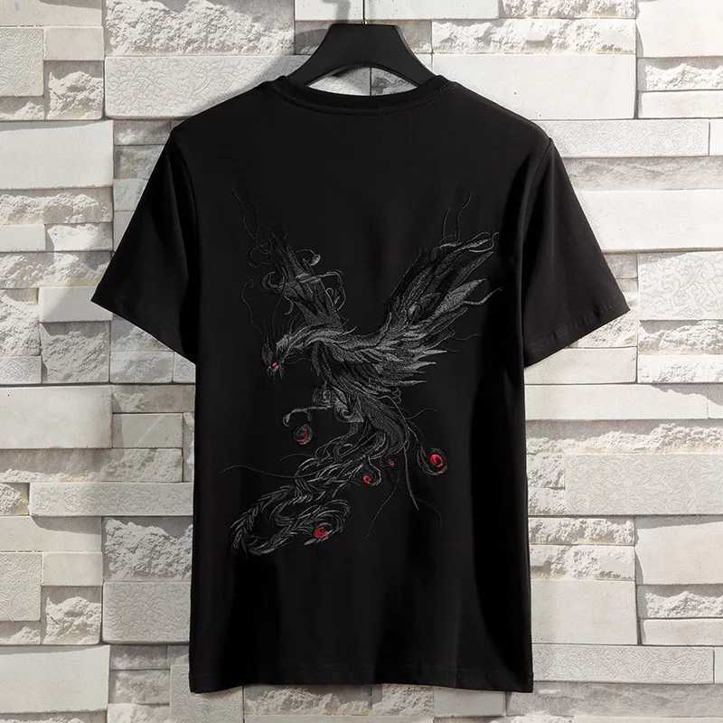 Fashion Embroidery T Shirt Man Phoenix Vintage T Shirt woman Japanese Harajuku T Shirt Cotton Summer Tops Big Size Short Sleeve C260326