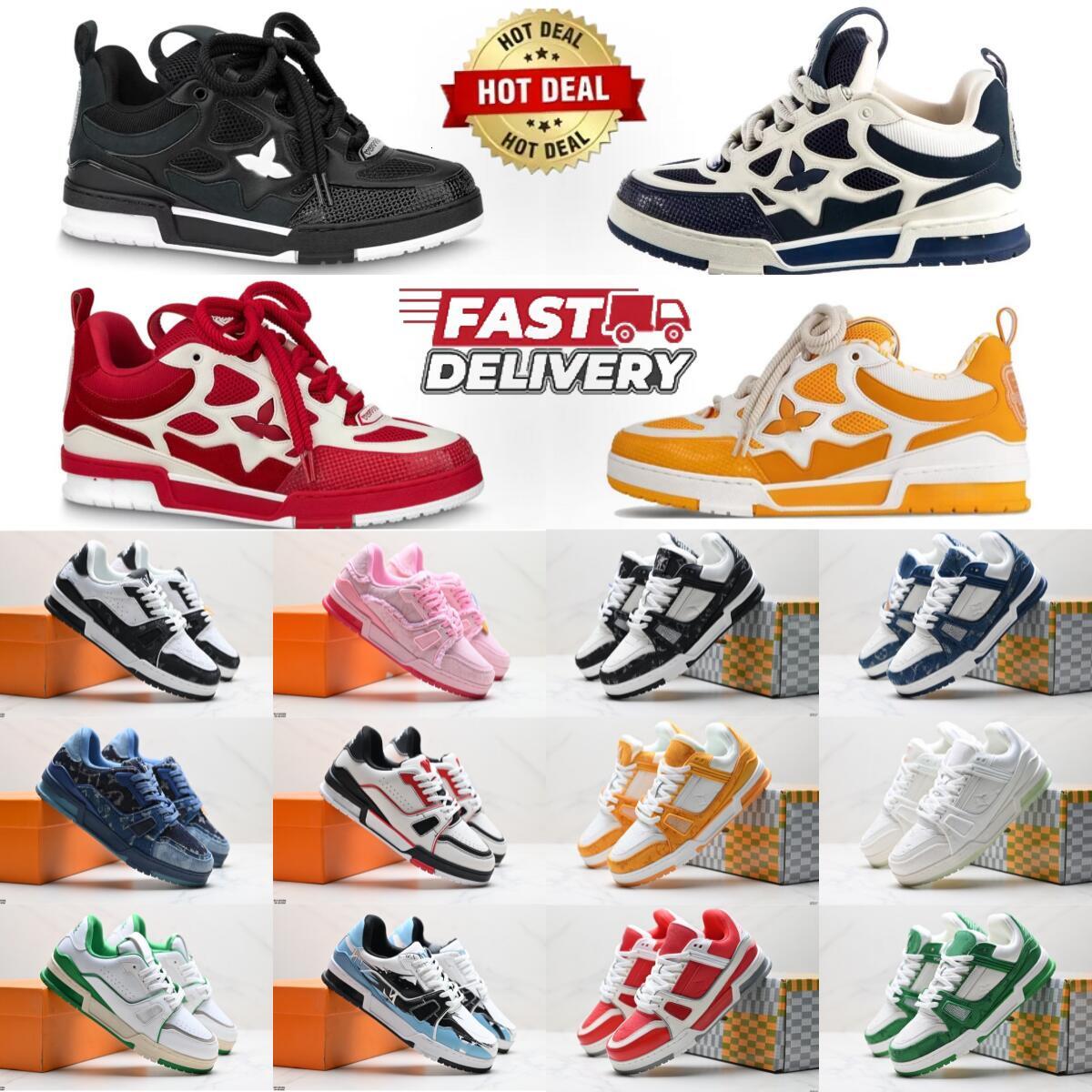 2026 Designer skate sneaker Shoes Men LuxuryTop Quality Sneaker Trainer Virgil Calfskin High quality Letter Overlays Leather Platform Low Sport