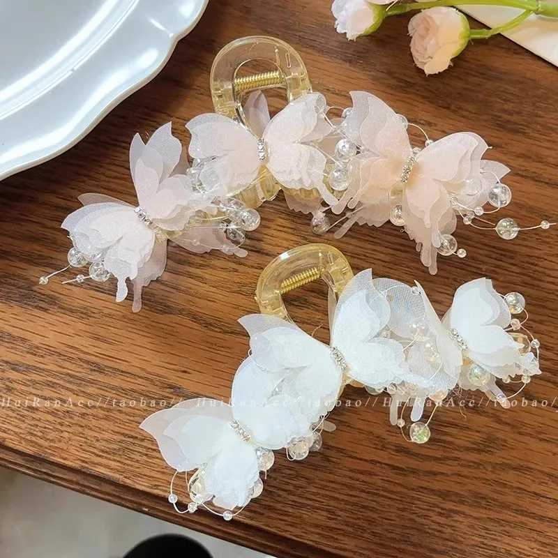 New Style Butterfly Pearls Hair Claw For Women Girls Sweet Hair Ornament Claw Clip Hair Clip Hairpin Fashion Hair Accessories H260326