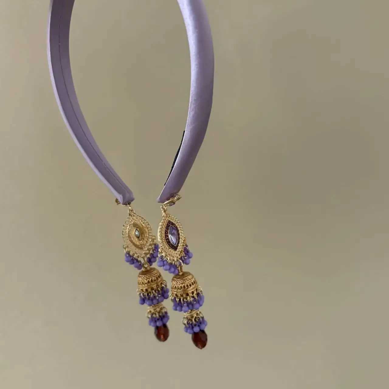 Retro Tassel Headbands Purple Crystal Pendants Palace Hairbands Elegant Ribbon Head band fashion Hair Accessories for Party D260326