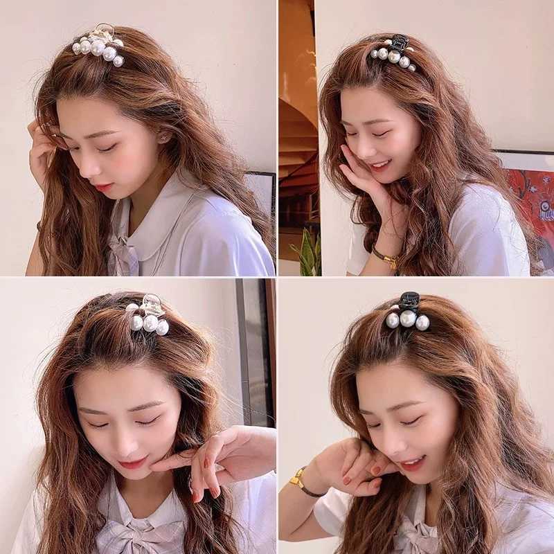 Simulated Pearl Hair Claws for Women Korean Acrylic Hair Clips Girls Large Size Barrette Shark Clip Fashion Hair Accessories H260326