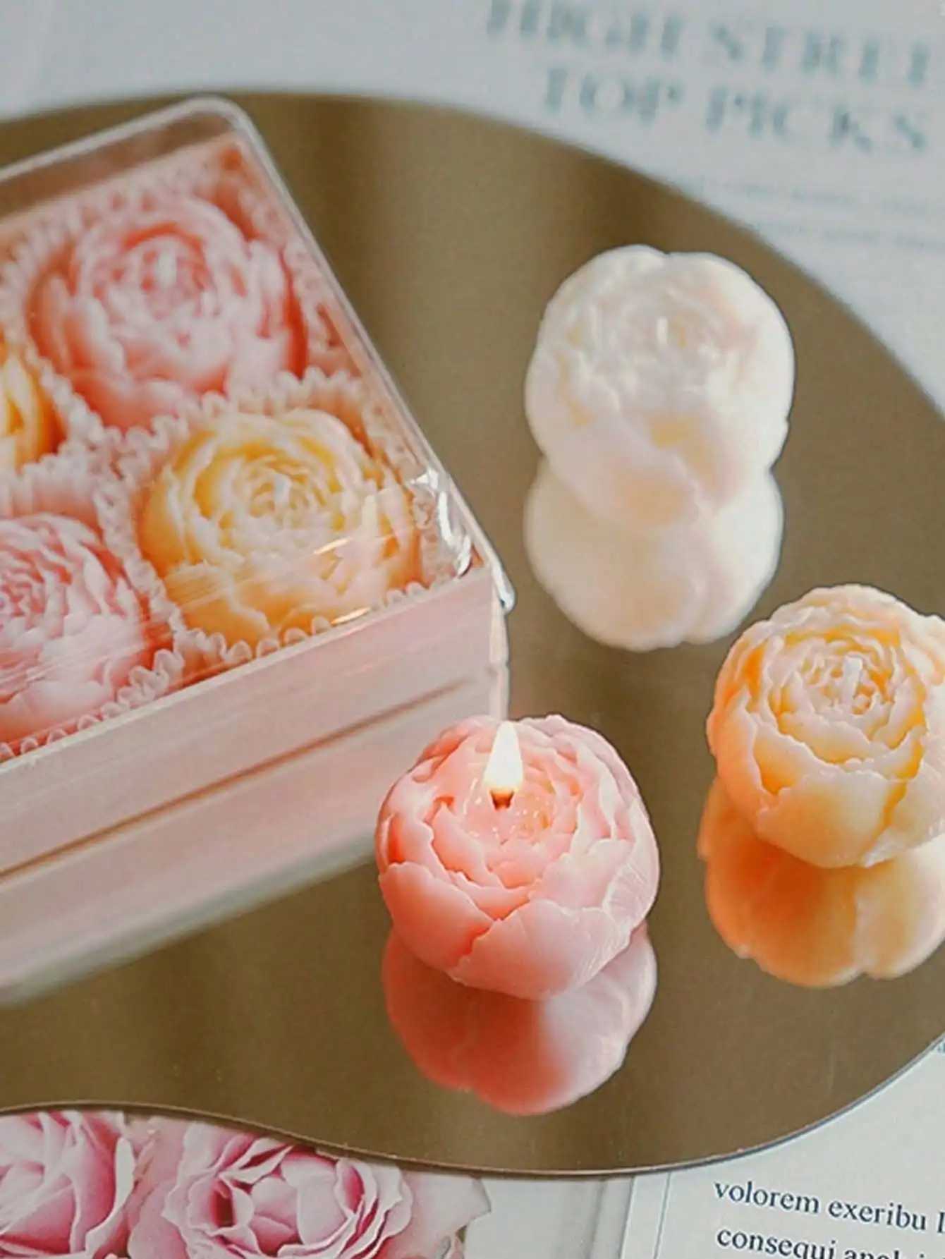 4pcs/Set Hand Made Rose Fragrance Scented Candles Hand Made Bouquet CandlesHome Decoration Suitable For Valentines Day Gift H260326