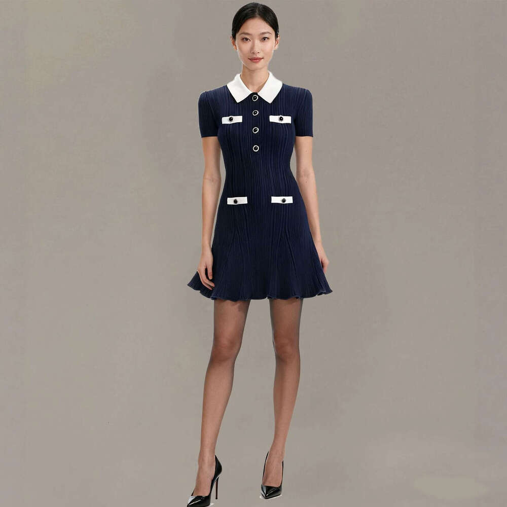2026 Autumn/Winter New Designer French cc Elegant k30 Women's Single breasted Knitted Mermaid Dress