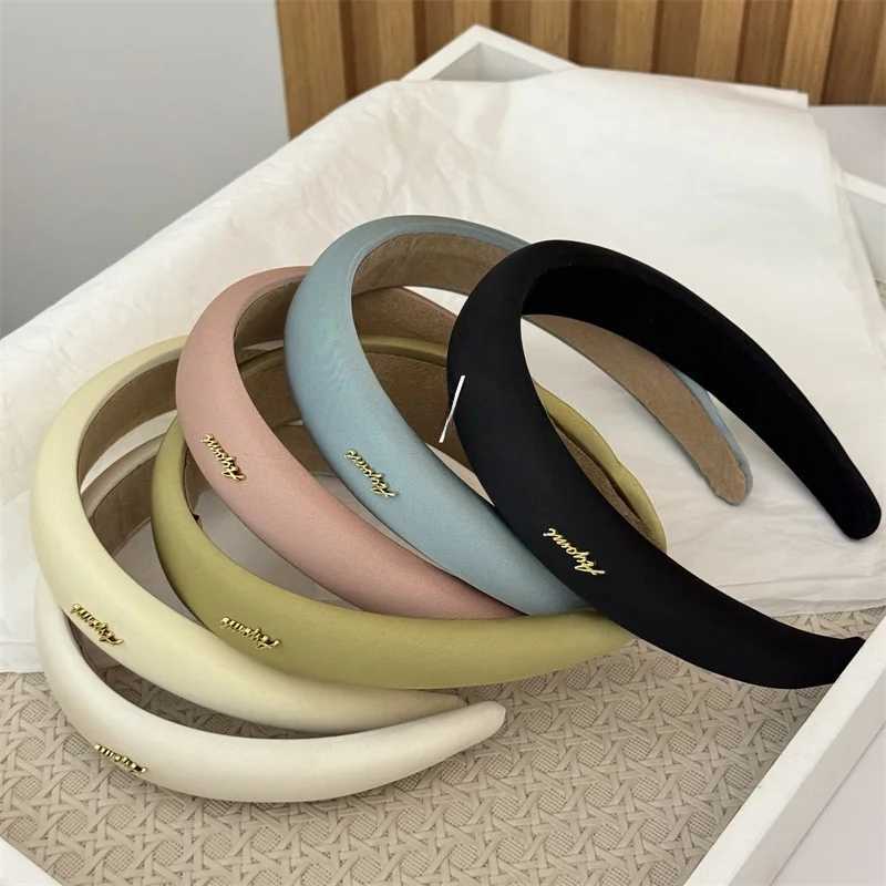Korean Style High-End Satin Hairband Womens Wide Edge High Forehead Hair Clip Outdoors Pressed Hair Sponge Headband D260326