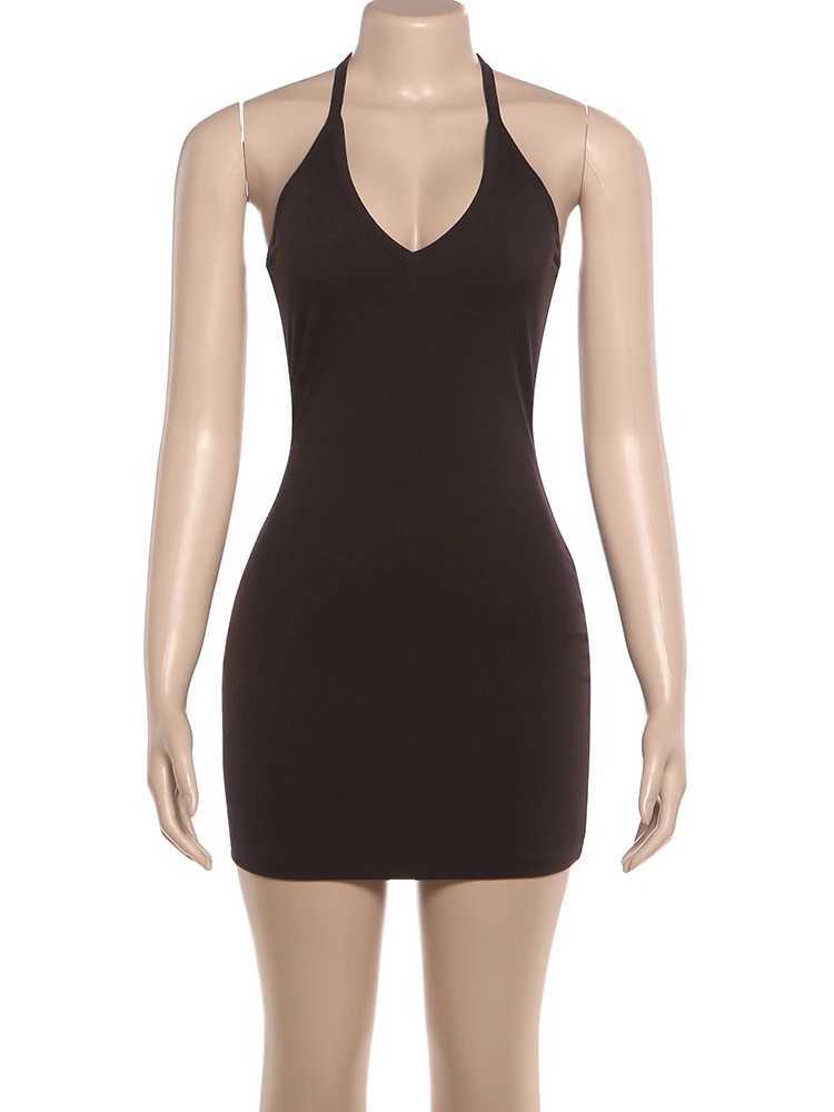 Nibber Fashion Mini Dress Woman Ribbed Sexy Low-Neck Backless Sleeveless Slim Stretch Hot Girls Street Style High Waist Bodycon M260326