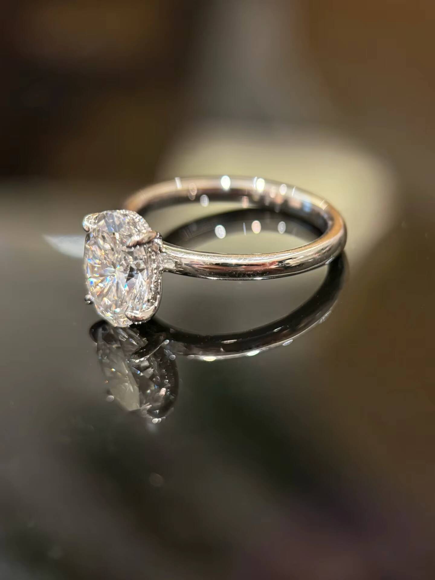 IGI Diamond Ring Custom Fine Ring Jewelry 1ct-3ct DE VS Oval Cut Lab Grown Diamond Wedding Engagement Ring for Women